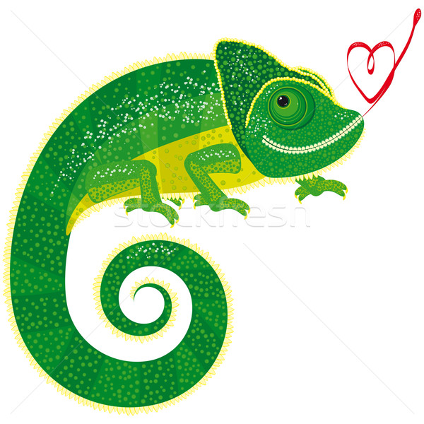 Fairytale isolated chameleon with Valentine - Illustration for your design. Stock photo © OlgaYakovenko