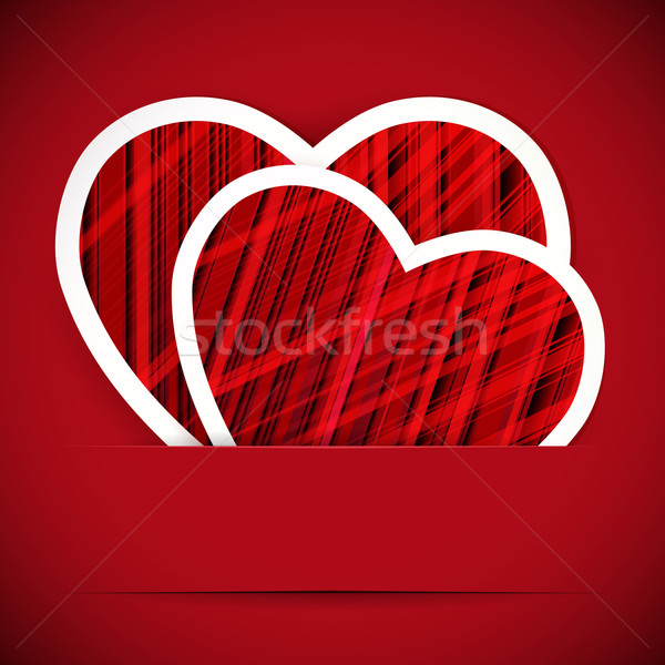 [[stock_photo]]: Deux · papier · carte · postale · saint · valentin · vecteur · heureux