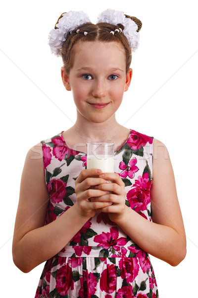 Bella kid ragazza vetro latte Foto d'archivio © OlgaYakovenko