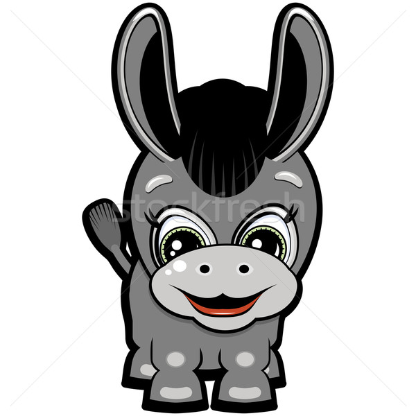 Pequeno burro sorridente desenho animado projeto cinza Foto stock © OlgaYakovenko