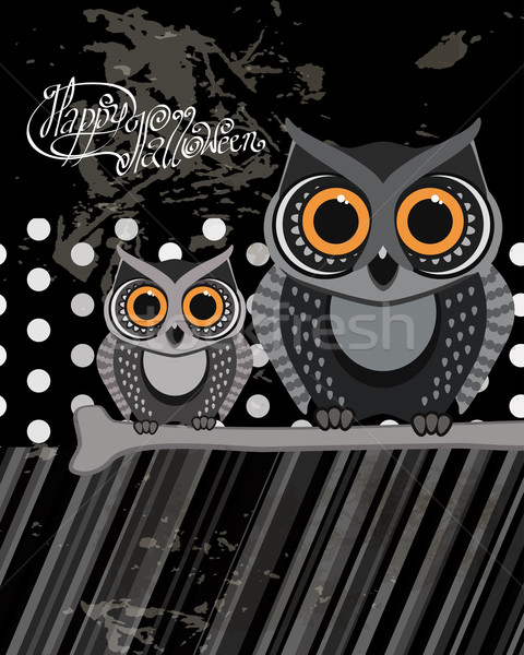 Owls birds on a scrap card. Vector background. Stock photo © OlgaYakovenko