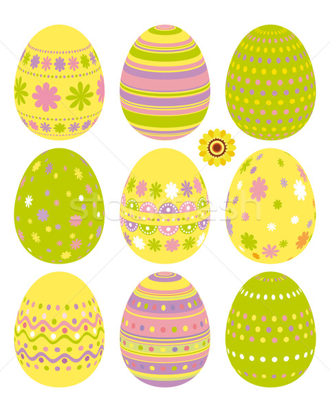 Zestaw Easter Eggs ilustracja projektu projektu wiosną Zdjęcia stock © OlgaYakovenko