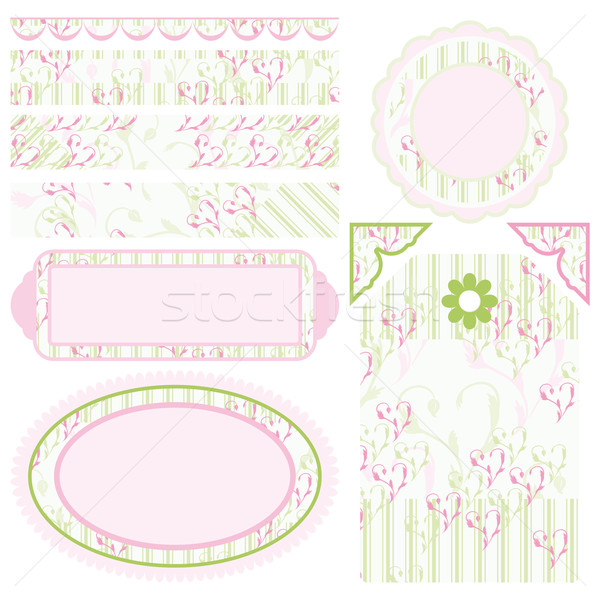 Image of Set of elements for design. Motive of hearts and stripes. Stock photo © OlgaYakovenko