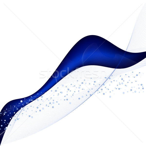 Border made of blue wavy stripes and small circles on a white background. Stock photo © OlgaYakovenko