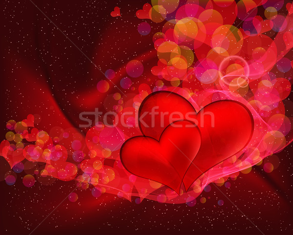 Flying hearts abstract vector background with space for your tex Stock photo © OlgaYakovenko