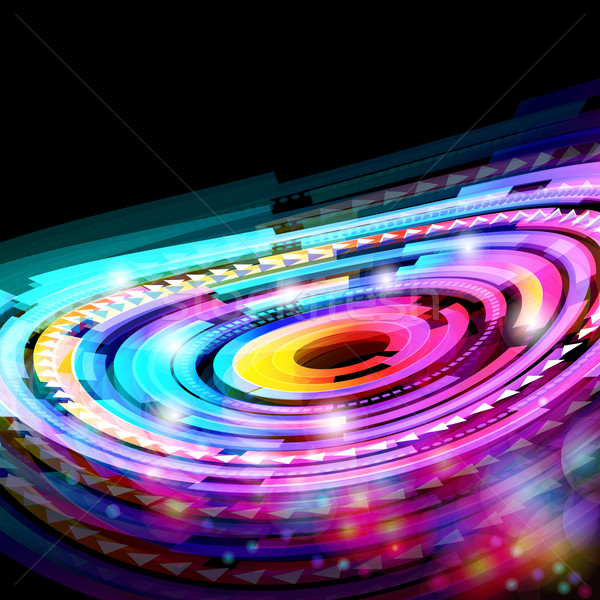 Stockfoto: Abstract · neon · technologie · cirkels · licht · ontwerp