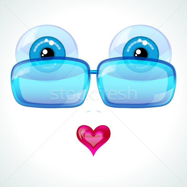 Blue eyes, blue sunglasses and a pink heart Stock photo © OlgaYakovenko