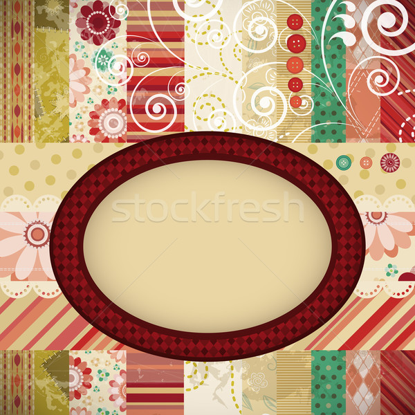 Stock photo: Scrap background made in the classic patchwork technique with fl