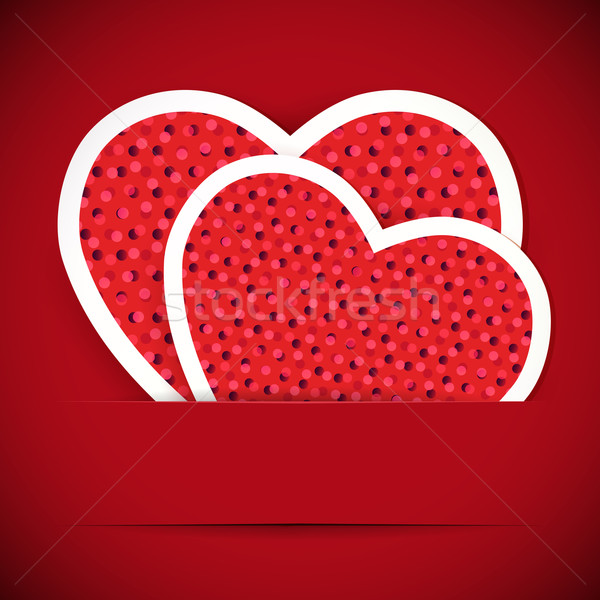 [[stock_photo]]: Deux · papier · carte · postale · saint · valentin · vecteur · heureux