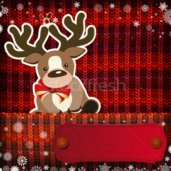 Stock photo: Christmas decorations on handmade knitted background.