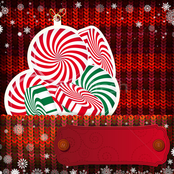 Christmas decorations on handmade knitted background. Stock photo © OlgaYakovenko
