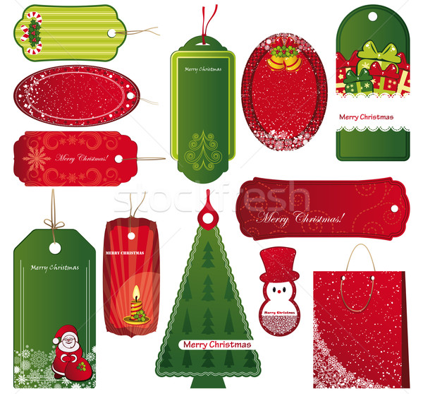 Zwölf Weihnachten Tags Warenkorb Schönheit rot Stock foto © OlgaYakovenko