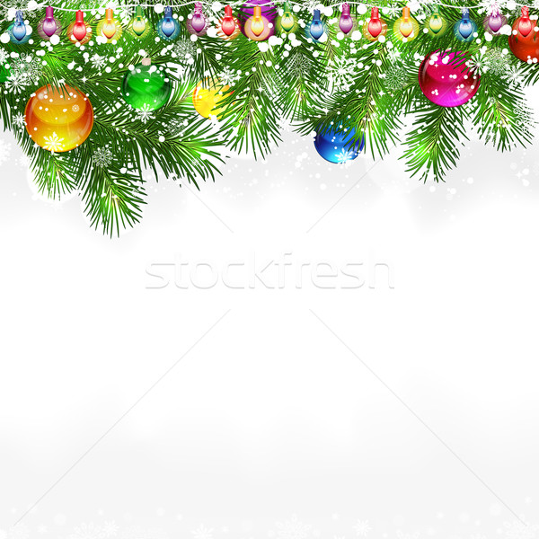Christmas background with snow-covered branches of Christmas tre Stock photo © OlgaYakovenko