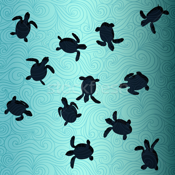 Stockfoto: Baby · zee · schildpadden · zomer · banner · papier