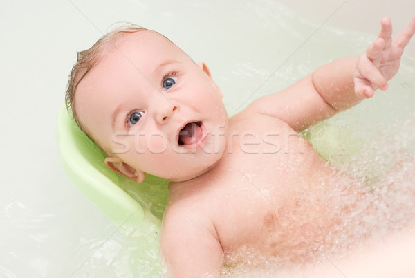Foto stock: Bebê · beleza · feliz · menino · água