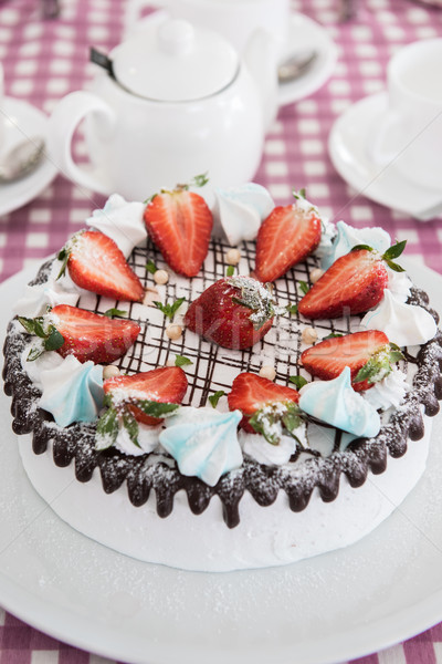 Tasty strawberry cream cake Stock photo © olira