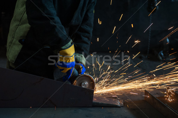 работник сварки металл sparks завода строительство Сток-фото © olira