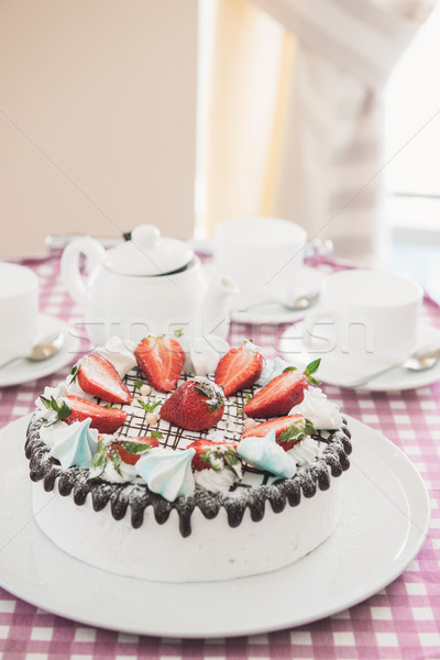 Tasty strawberry cream cake Stock photo © olira