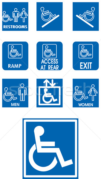 Invalide vecteur bleu signes femme bureau Photo stock © olira