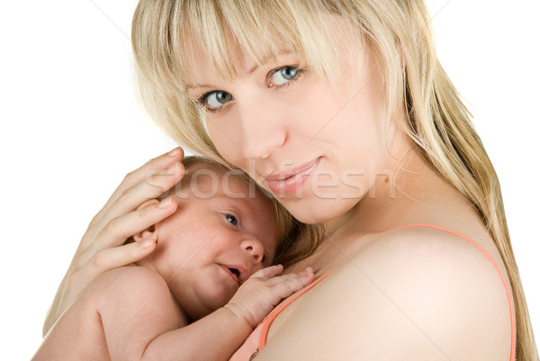 母親 嬰兒 男孩 快樂 孤立 白 商業照片 © olira