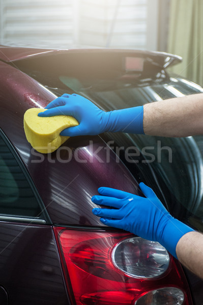 washing car with sponge Stock photo © olira