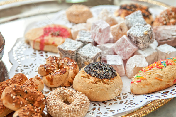 Türkisch Vergnügen Dessert unterschiedlich Farben Kaffeehaus Stock foto © olira