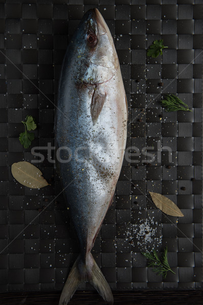 Crudo atún peces sal especias negro Foto stock © olira