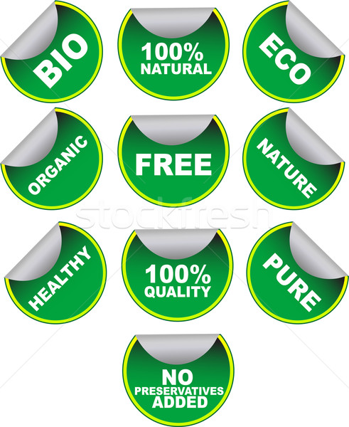 Etichete set verde vector organic natural Imagine de stoc © olira