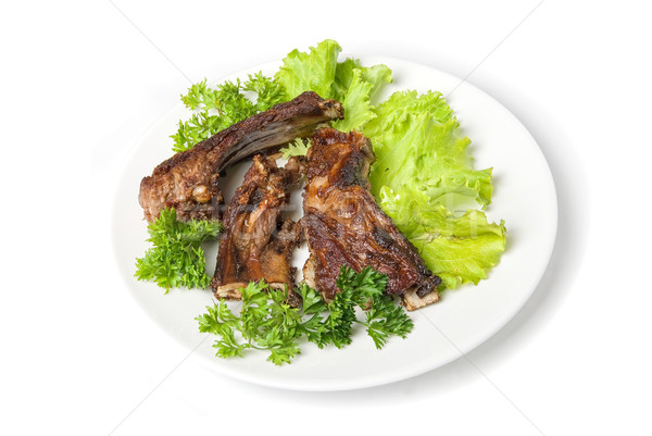 焼き 子羊 肉 野菜 孤立した 白 ストックフォト © olira
