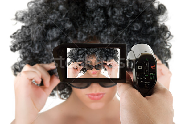 frizzy woman with sunglasses Stock photo © olira