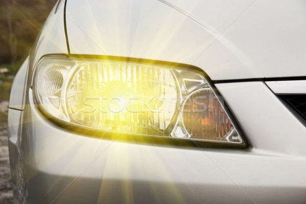 Autó fényszóró ezüst autómobil közelkép út Stock fotó © olira