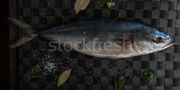 Crudo atún peces sal especias negro Foto stock © olira