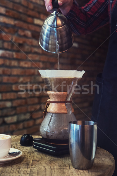 Barista caffè cafe vetro cucina shop Foto d'archivio © olira