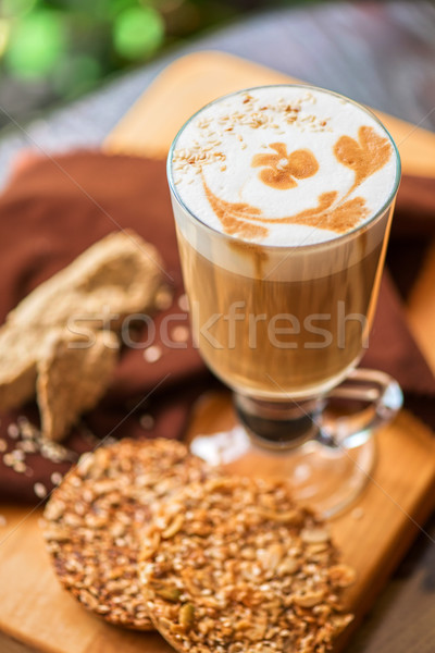 Stock photo: coffee latte cup with cookies