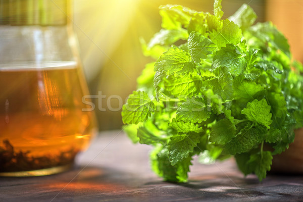 Tea with green fresh melissa  Stock photo © olira
