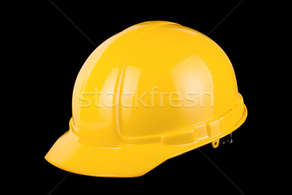 Foto stock: Amarelo · capacete · isolado · preto · construção · trabalhar