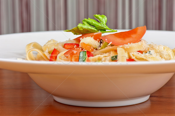 Makarna parmesan peyniri otlar domates fesleğen gıda Stok fotoğraf © olira