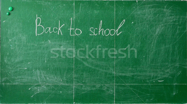 Terug naar school groene krijt Blackboard geschreven witte Stockfoto © olira