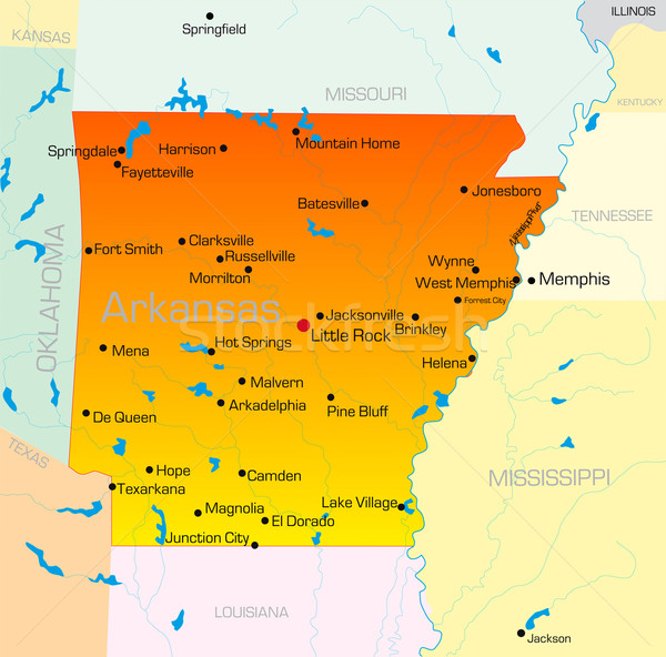 Arkansas vector kleur kaart textuur stad Stockfoto © olira