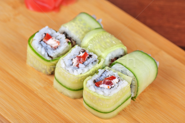 cucumber sushi rolls Stock photo © olira