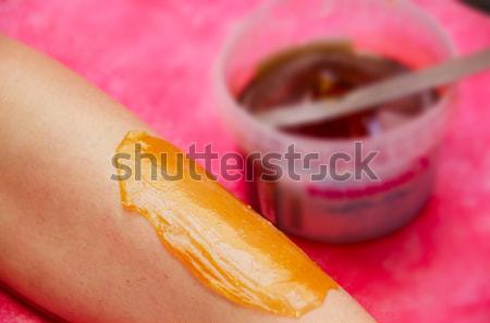 Epilation Zucker Beine weniger schmerzhaft Haar Stock foto © olira