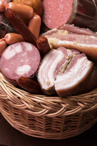 Stock photo: Variety of sausage products
