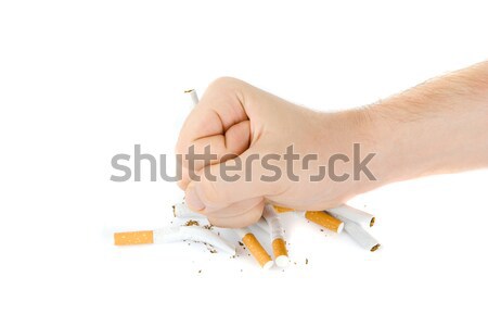 停止 抽煙 男 拳頭 許多 香煙 商業照片 © olira