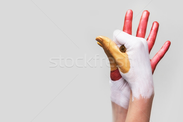 Stockfoto: Haan · hand · vrouw · gekleurd · handen · cijfer