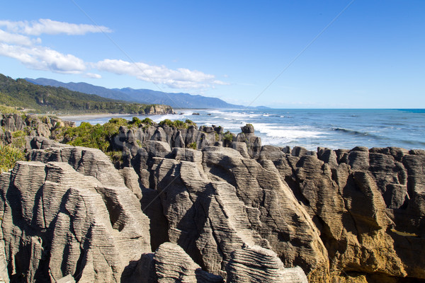 Punakaiki pancake rocks in New Zealand Stock photo © oliverfoerstner