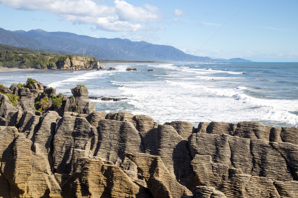 Punakaiki pancake rocks in New Zealand Stock photo © oliverfoerstner