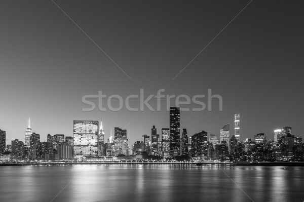 Manhattan Skyline черно белые мнение Нью-Йорк здании Сток-фото © oliverfoerstner