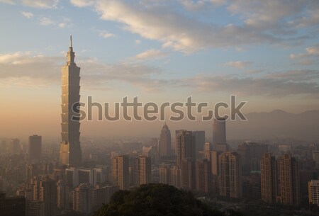 Taipei city skyline black and white Stock photo © oliverfoerstner