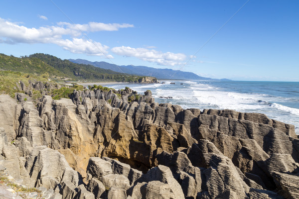 Punakaiki pancake rocks in New Zealand Stock photo © oliverfoerstner