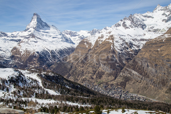 Matterhorn and Zermatt view Stock photo © oliverfoerstner